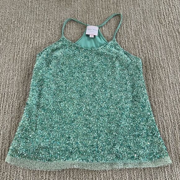 Romeo and Juliet Couture Sea foam Green Sequence Tank Top - Picture 1 of 7